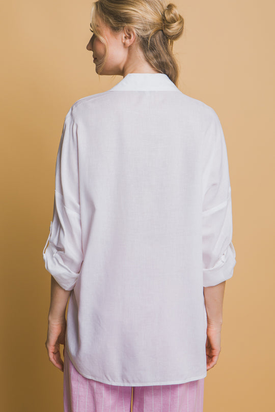 Blusa Overzise Con Bolsillos en Frente