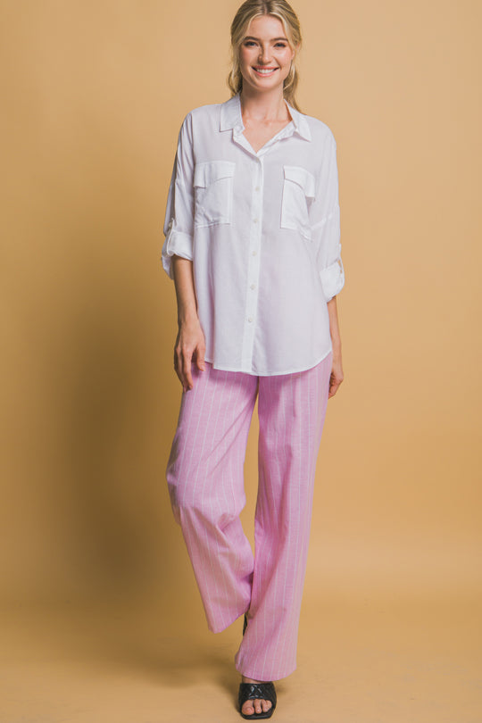 Blusa Overzise Con Bolsillos en Frente