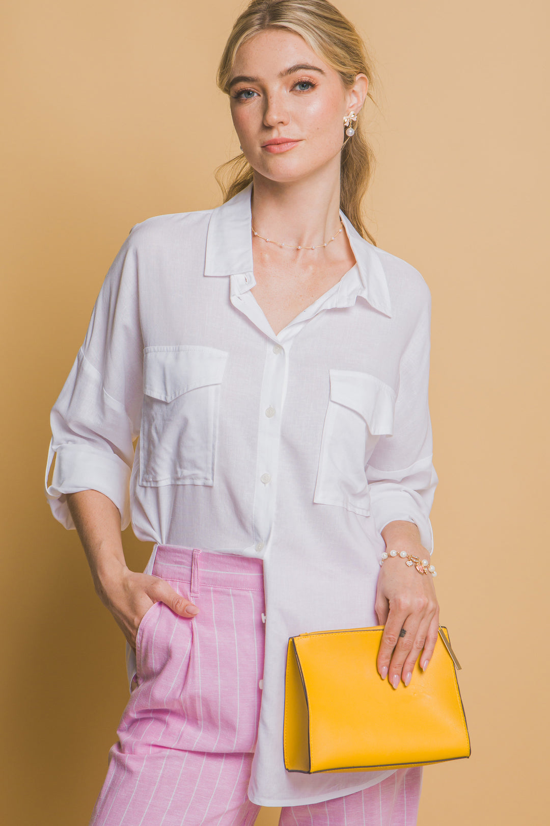 Blusa Overzise Con Bolsillos en Frente