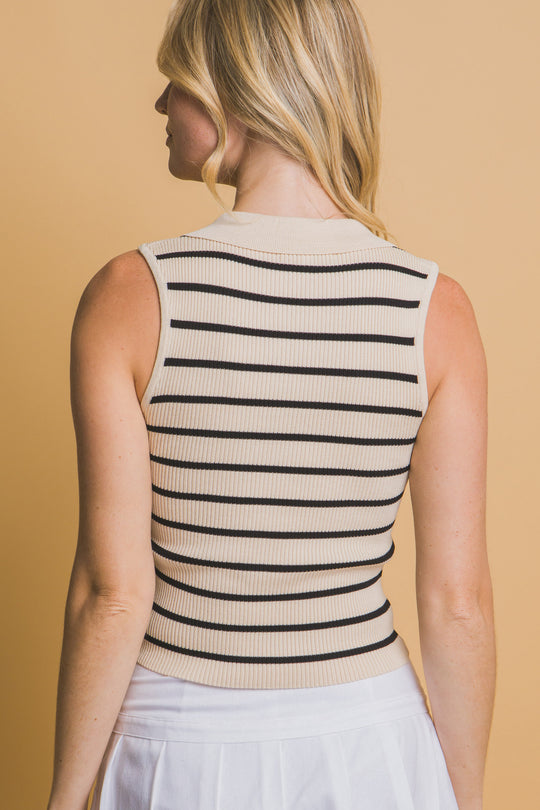 Blusa de Rayas Sin Mangas