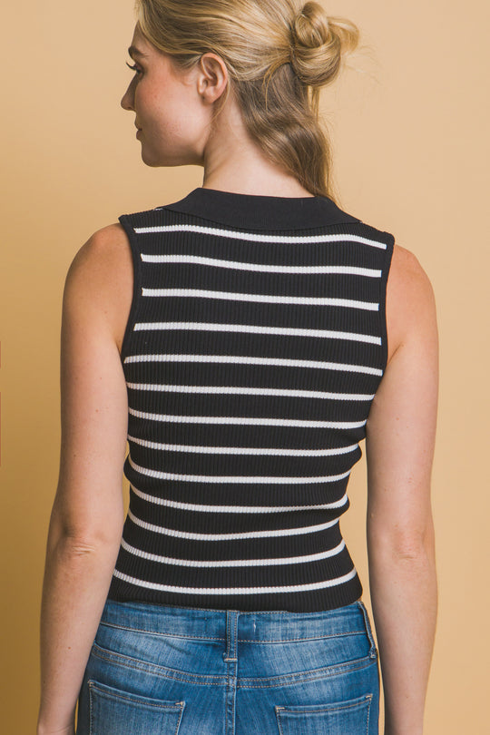Blusa de Rayas Sin Mangas