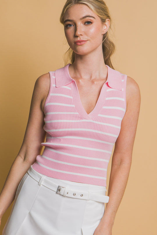 Blusa de Rayas Sin Mangas
