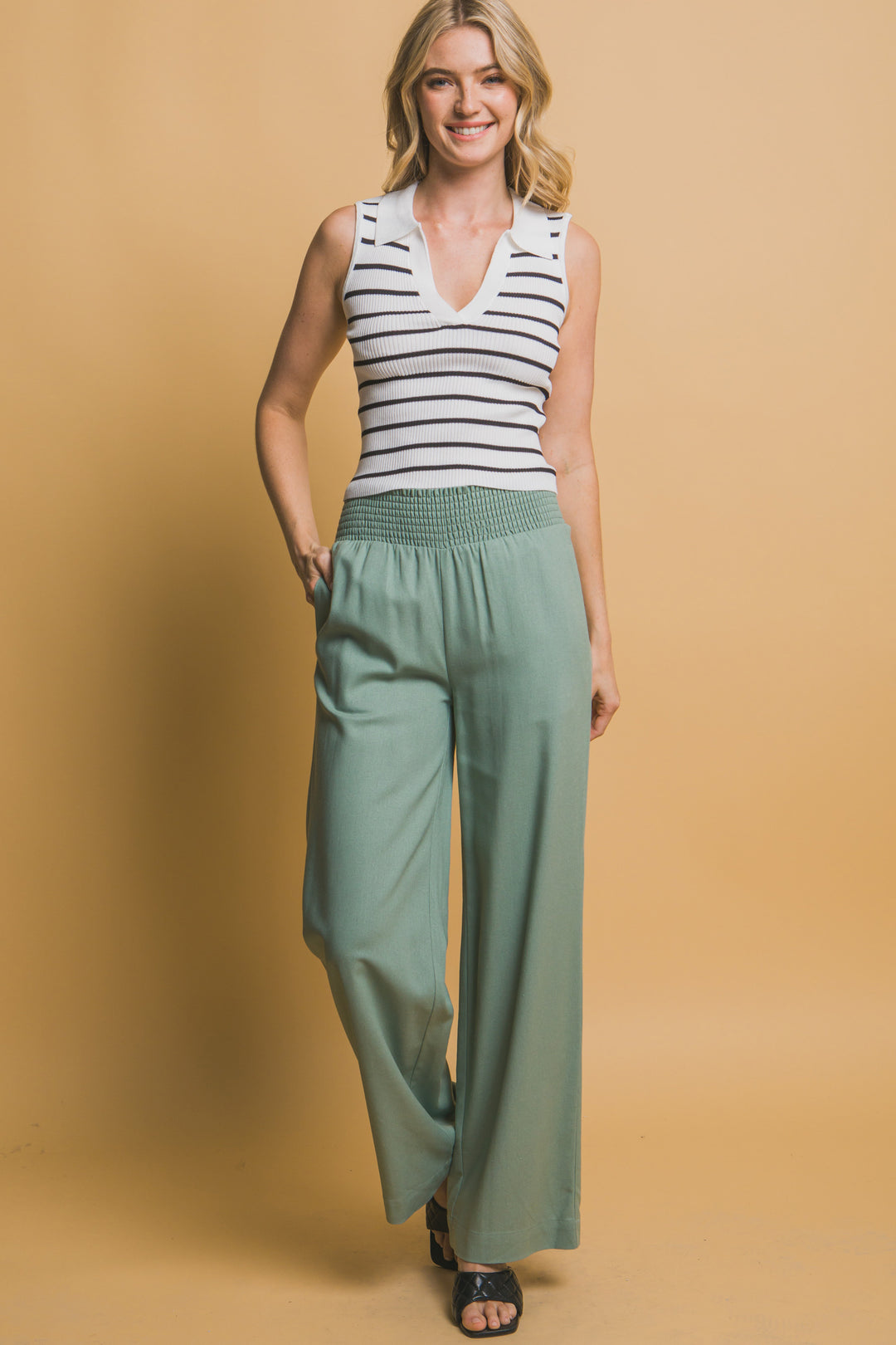 Blusa de Rayas Sin Mangas