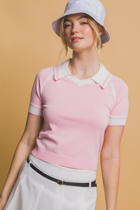 Blusa Hasta el Hombligo Tipo Polo Slim
