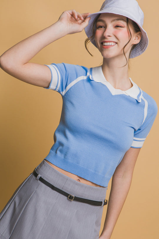 Blusa Hasta el Hombligo Tipo Polo Slim