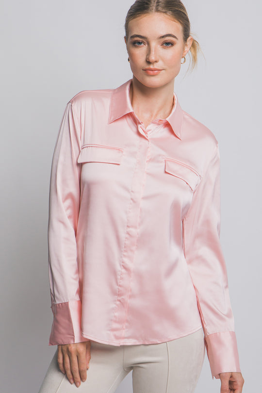 Blusa Hem Satinada Elegante Para Mujer