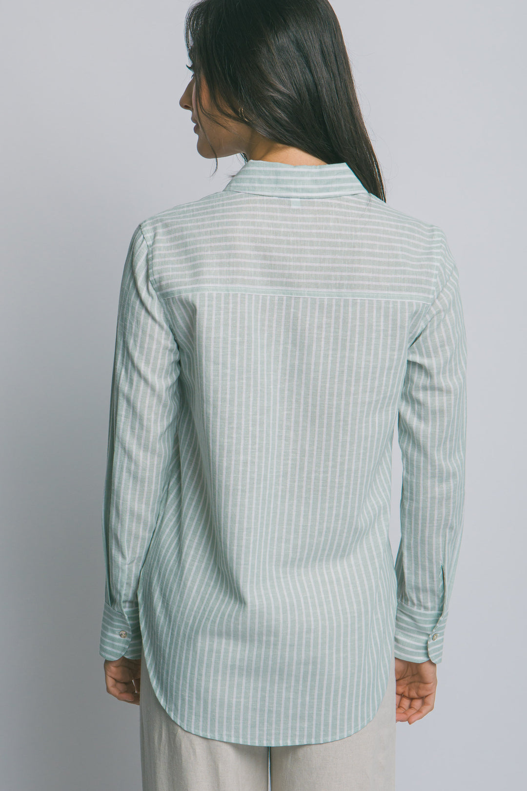 “Blusa Camisera de Rayas Para Mujer