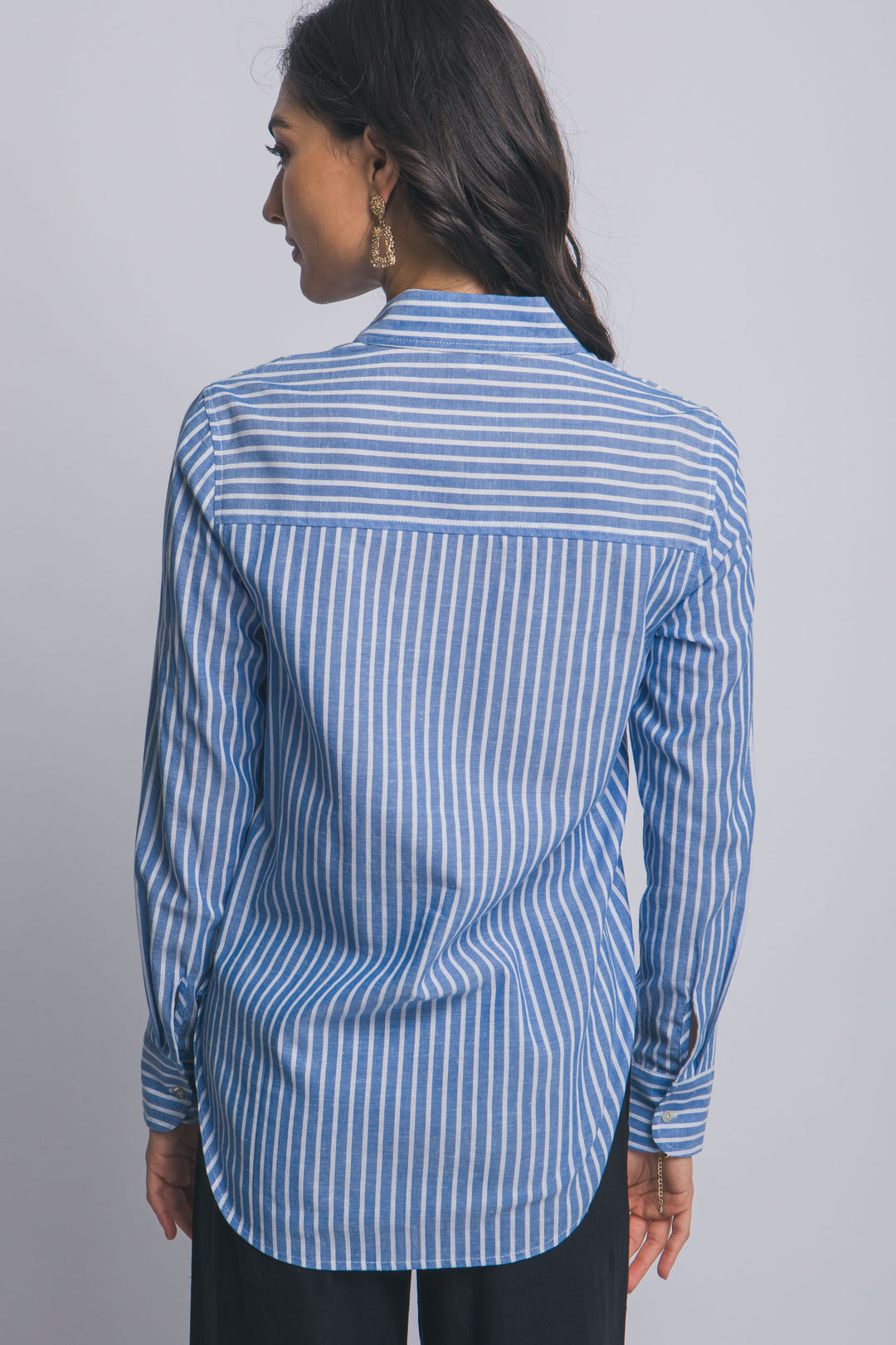 “Blusa Camisera de Rayas Para Mujer