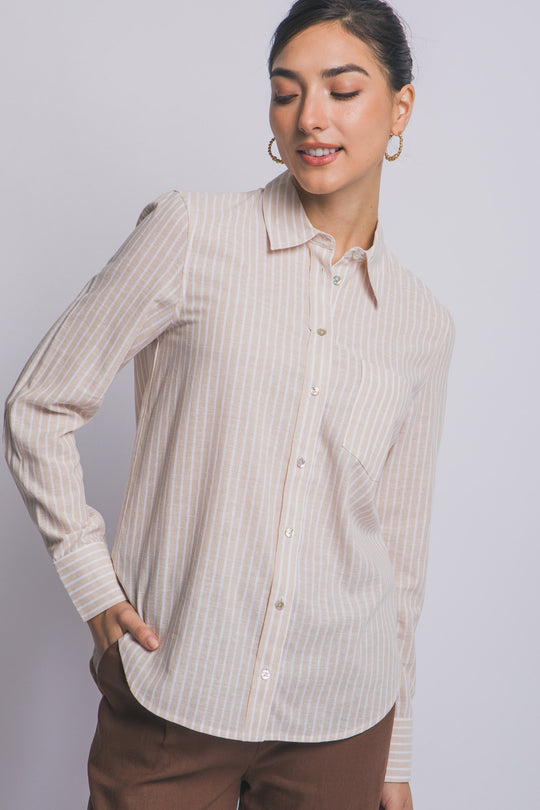 “Blusa Camisera de Rayas Para Mujer