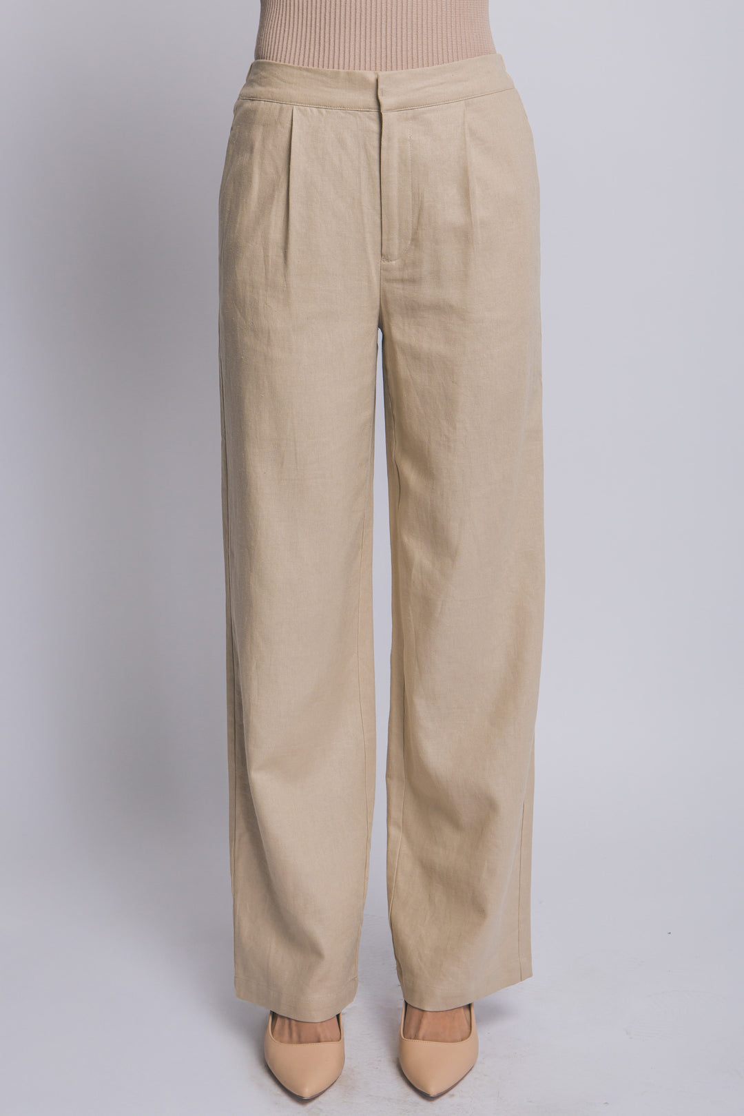 Pantalón Sastre de Lino Fluido – Silueta de Talle Alto con Ajuste Impecable