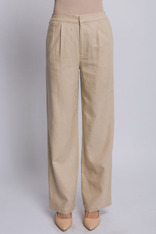 Pantalón Sastre de Lino Fluido – Silueta de Talle Alto con Ajuste Impecable