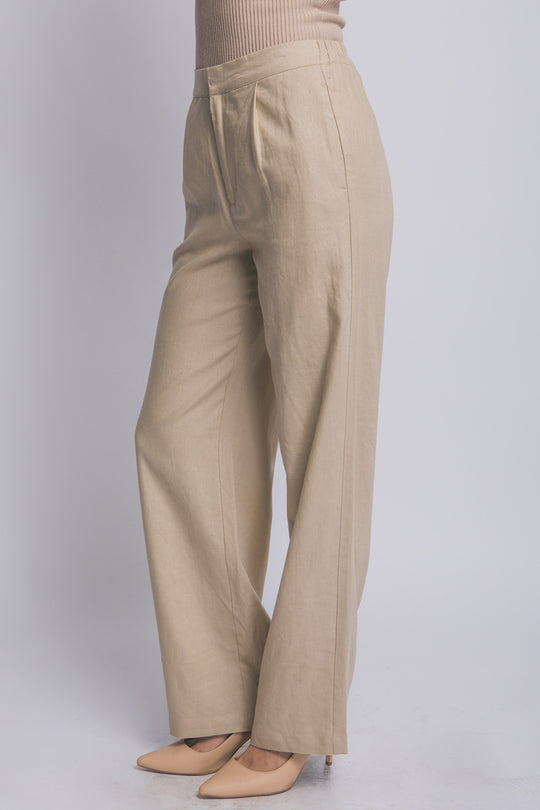 Pantalón Sastre de Lino Fluido – Silueta de Talle Alto con Ajuste Impecable