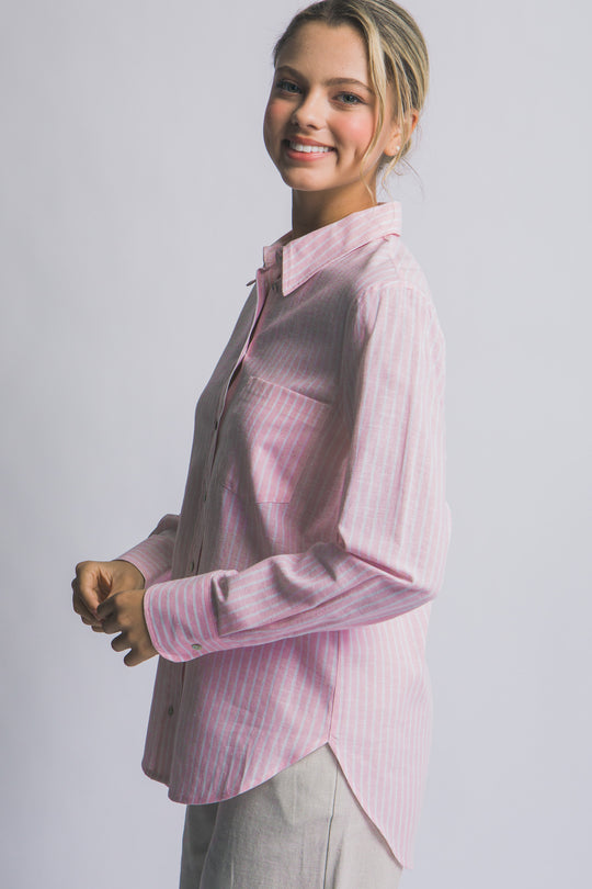 “Blusa Camisera de Rayas Para Mujer