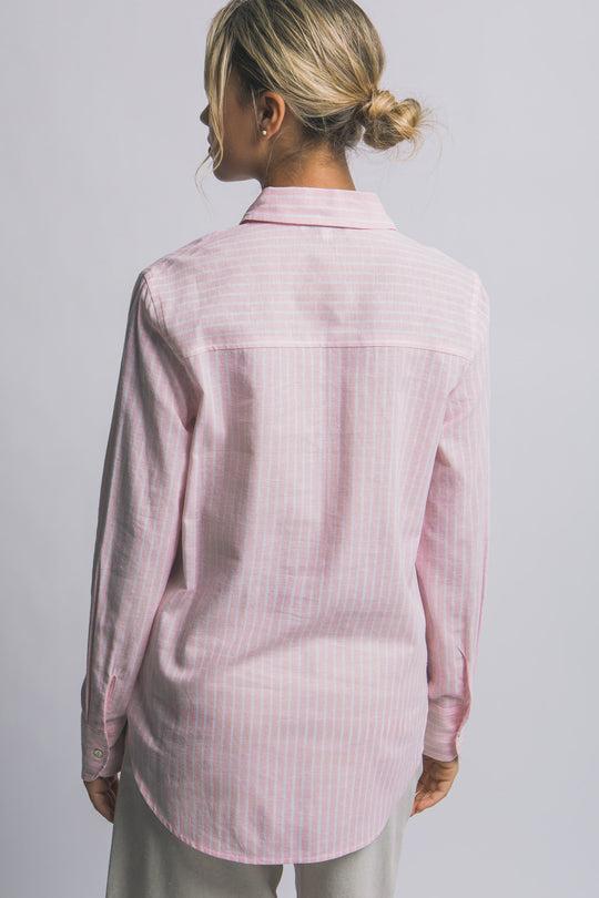 “Blusa Camisera de Rayas Para Mujer