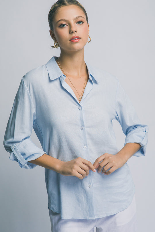 Camisa de Lino Ligero - Elegancia Relajada Para Mujer