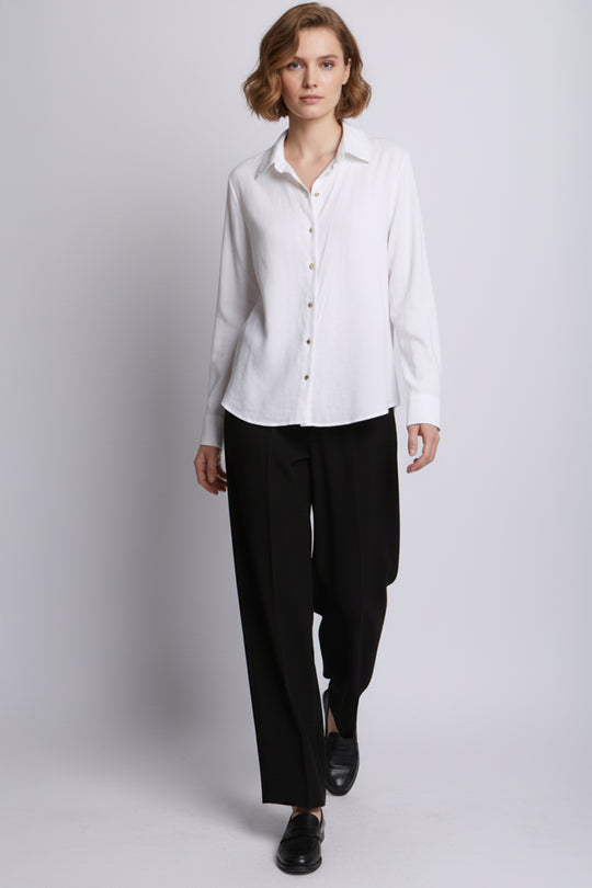 Blusa Lisa Manga Larga Formal Para Mujer