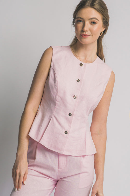 Chaleco de Sastrería – Silueta Entallada con Bajo Péplum