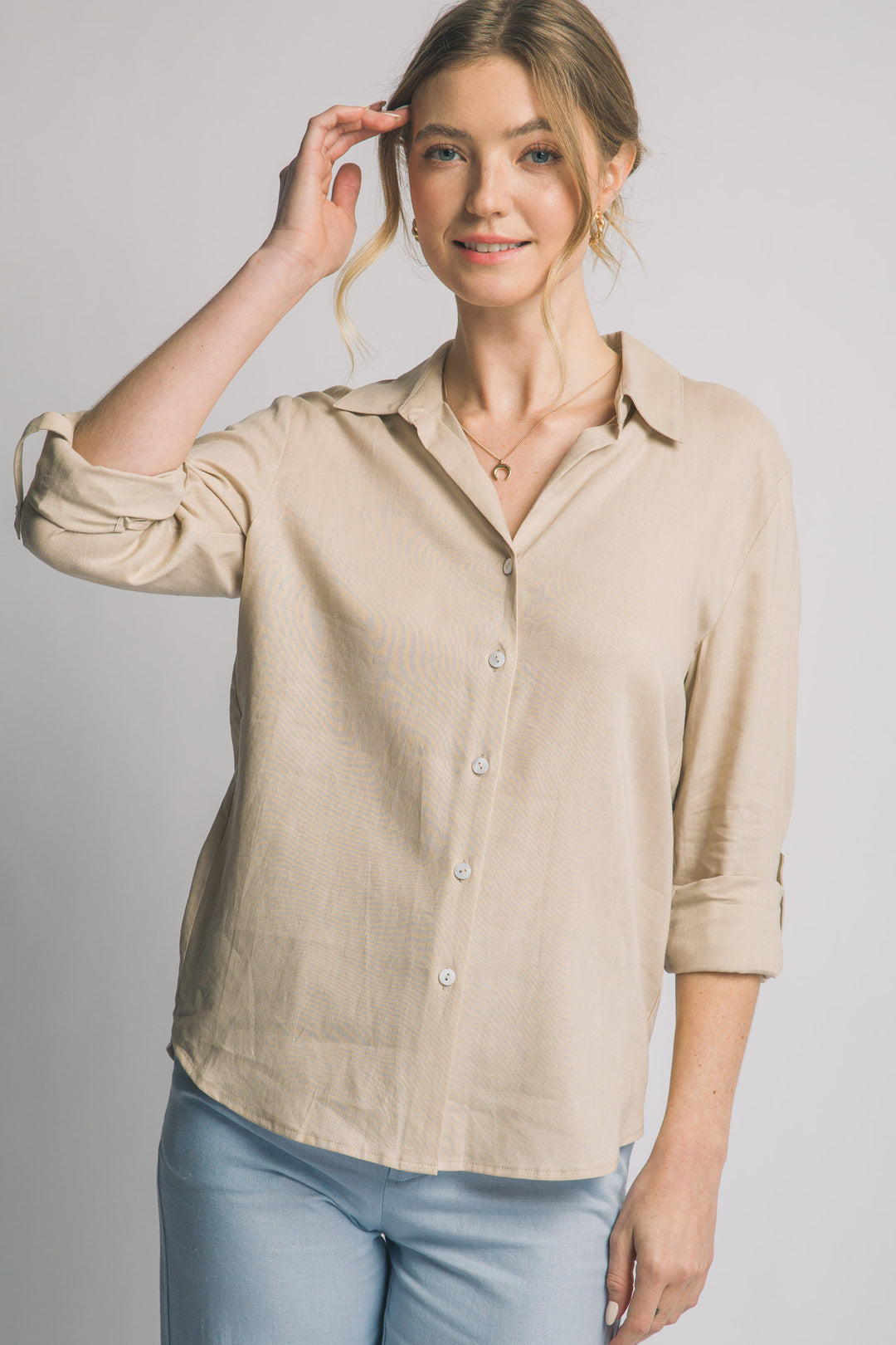 Camisa de Lino Ligero - Elegancia Relajada Para Mujer