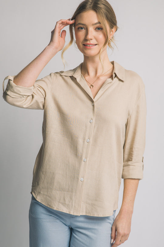 Camisa de Lino Ligero - Elegancia Relajada Para Mujer