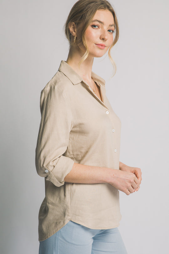 Camisa de Lino Ligero - Elegancia Relajada Para Mujer