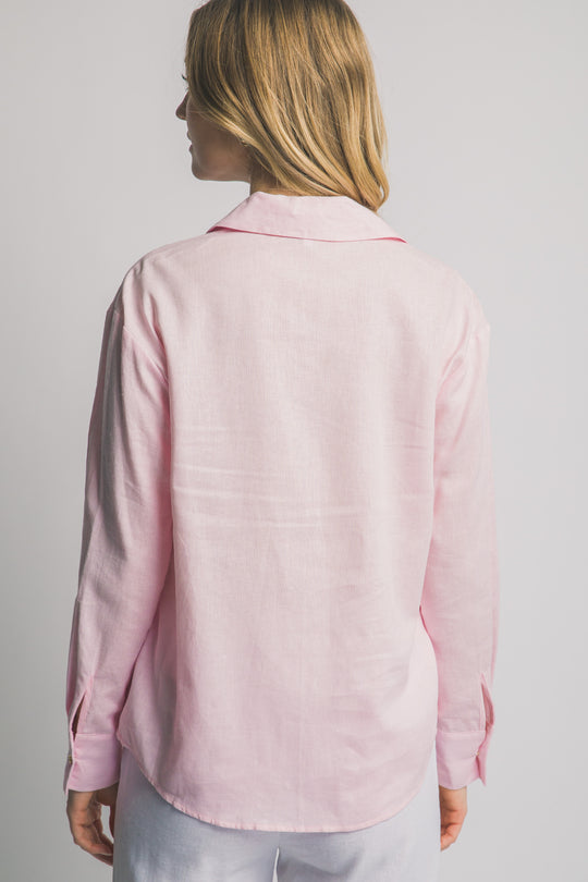 Blusa Lisa Manga Larga Formal Para Mujer