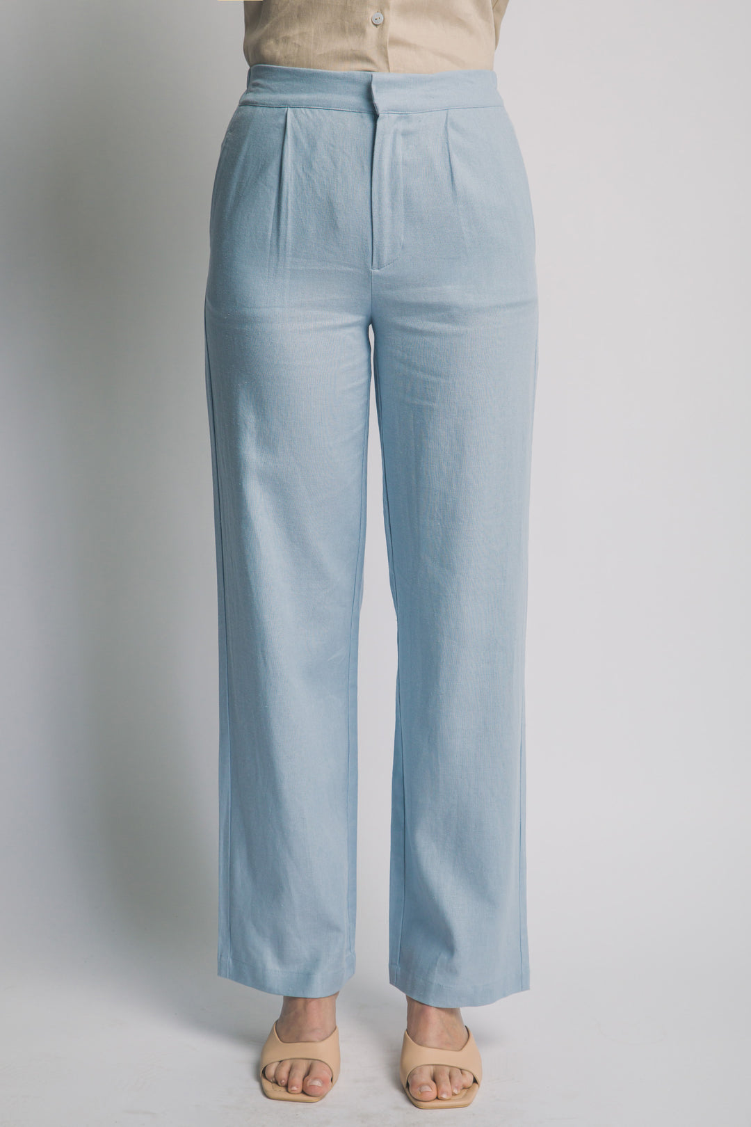 Pantalón Sastre de Lino Fluido – Silueta de Talle Alto con Ajuste Impecable