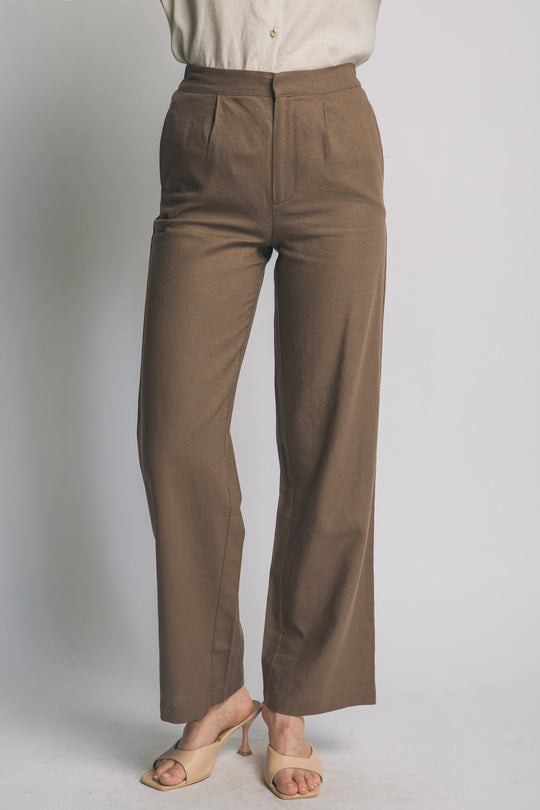 Pantalón Sastre de Lino Fluido – Silueta de Talle Alto con Ajuste Impecable