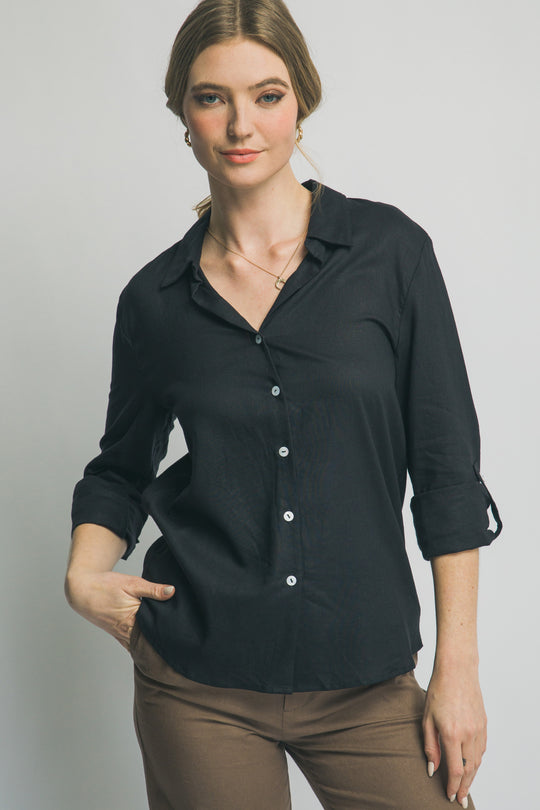 Camisa de Lino Ligero - Elegancia Relajada Para Mujer