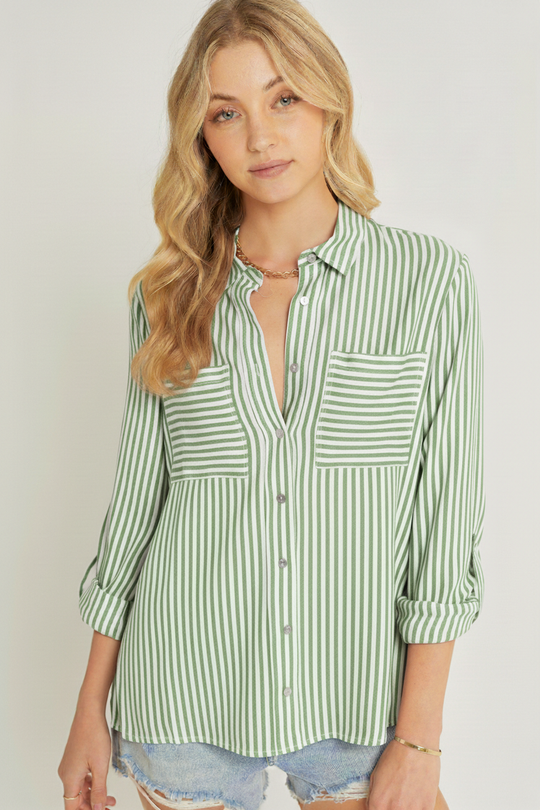 Blusa de Lino a Rayas – Estilo Oversize Relajado Para Mujer