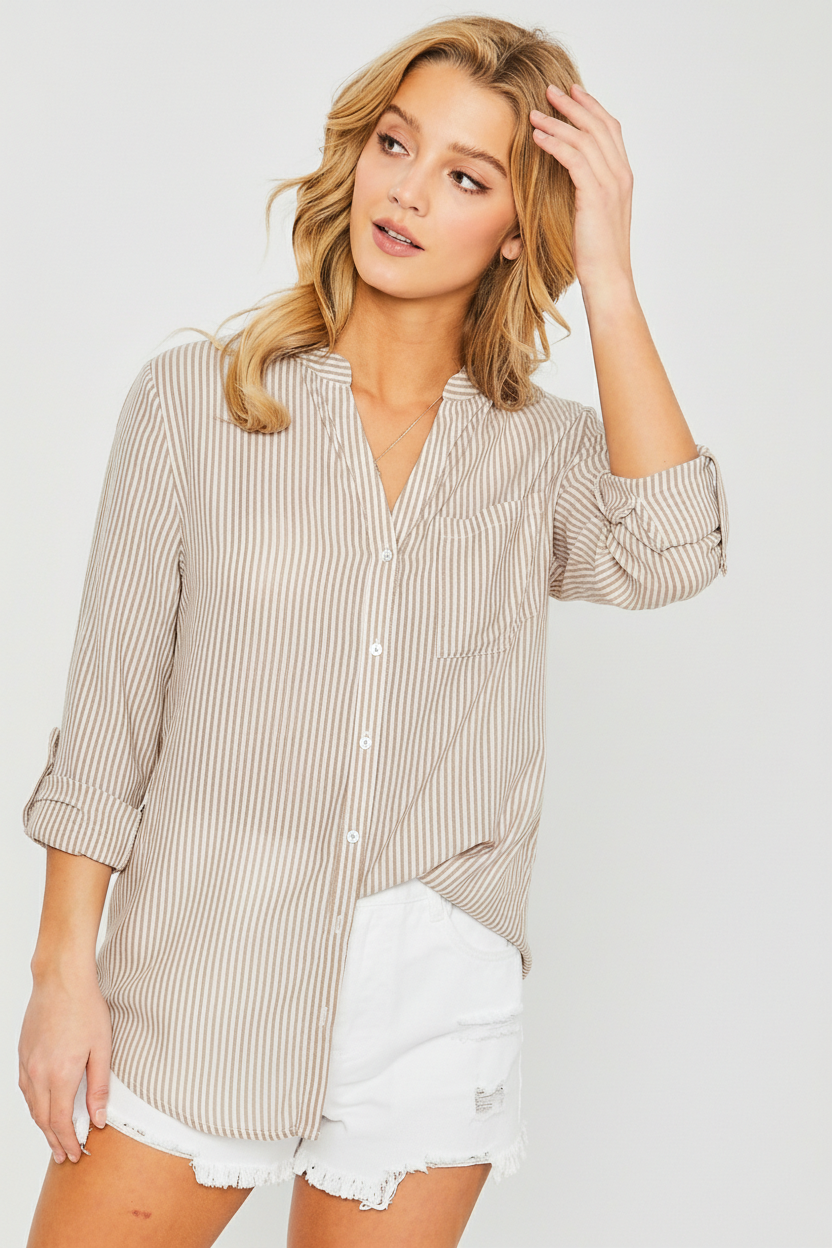 Camisa manga 3/4 oversize primavera para mujer