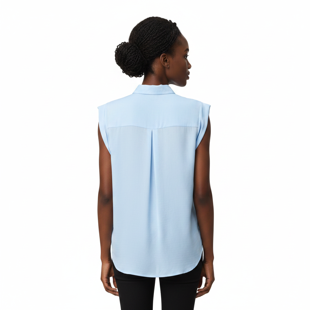 Blusa sin Mangas de Mujer con Cuello Camisero
