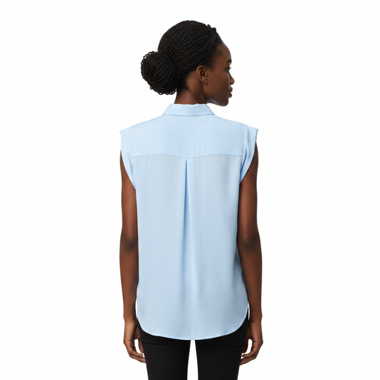 Blusa sin Mangas de Mujer con Cuello Camisero