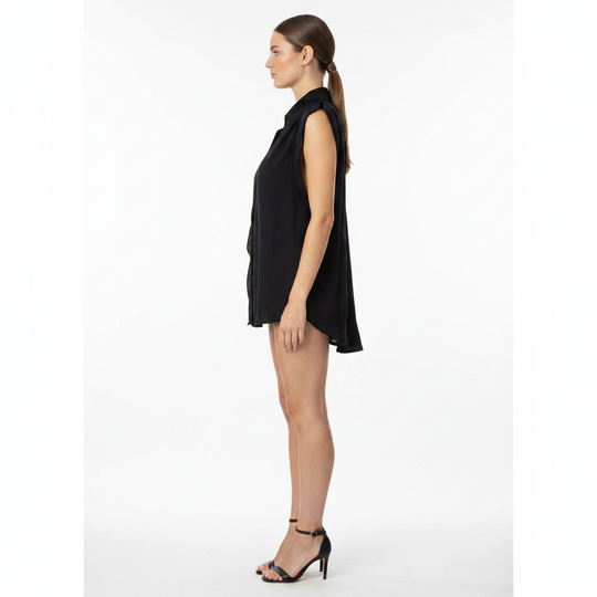 Blusa sin Mangas de Mujer con Cuello Camisero