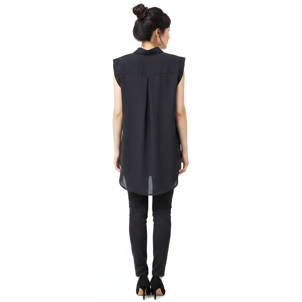 Blusa sin Mangas de Mujer con Cuello Camisero