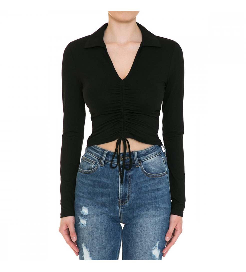 blusa manga larga tirante al frente cuello v MaraNCasuaL